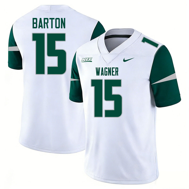 Wagner Seahawks #15 Jordan Barton College Football Jerseys,Uniforms Stitched-White